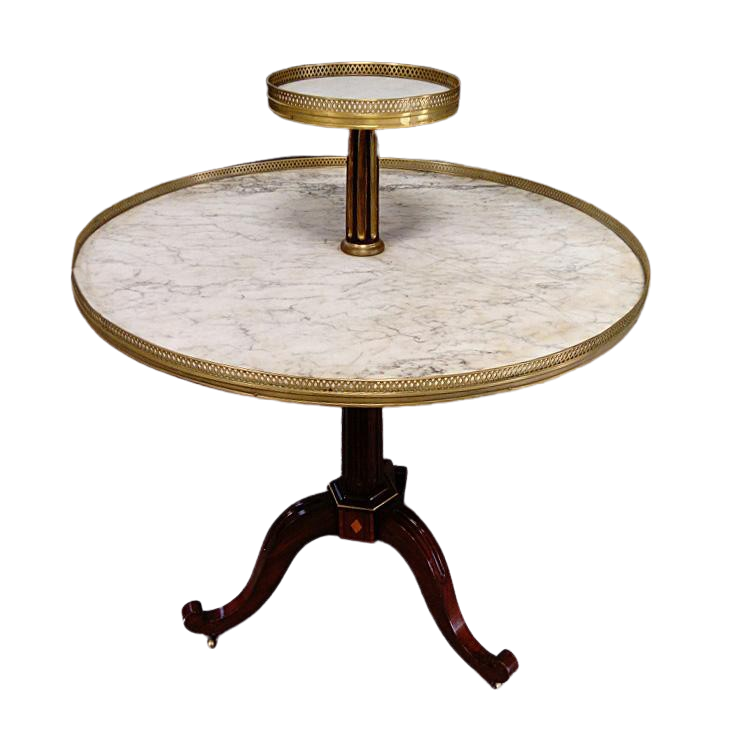 Early 19th Century Marble Top Two-Tier Circular Folding Table