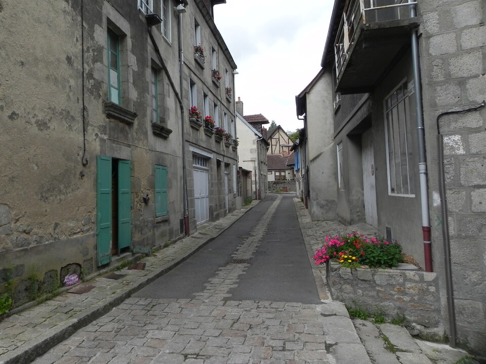 Cobblestone paving in the historic French town of Aubusson