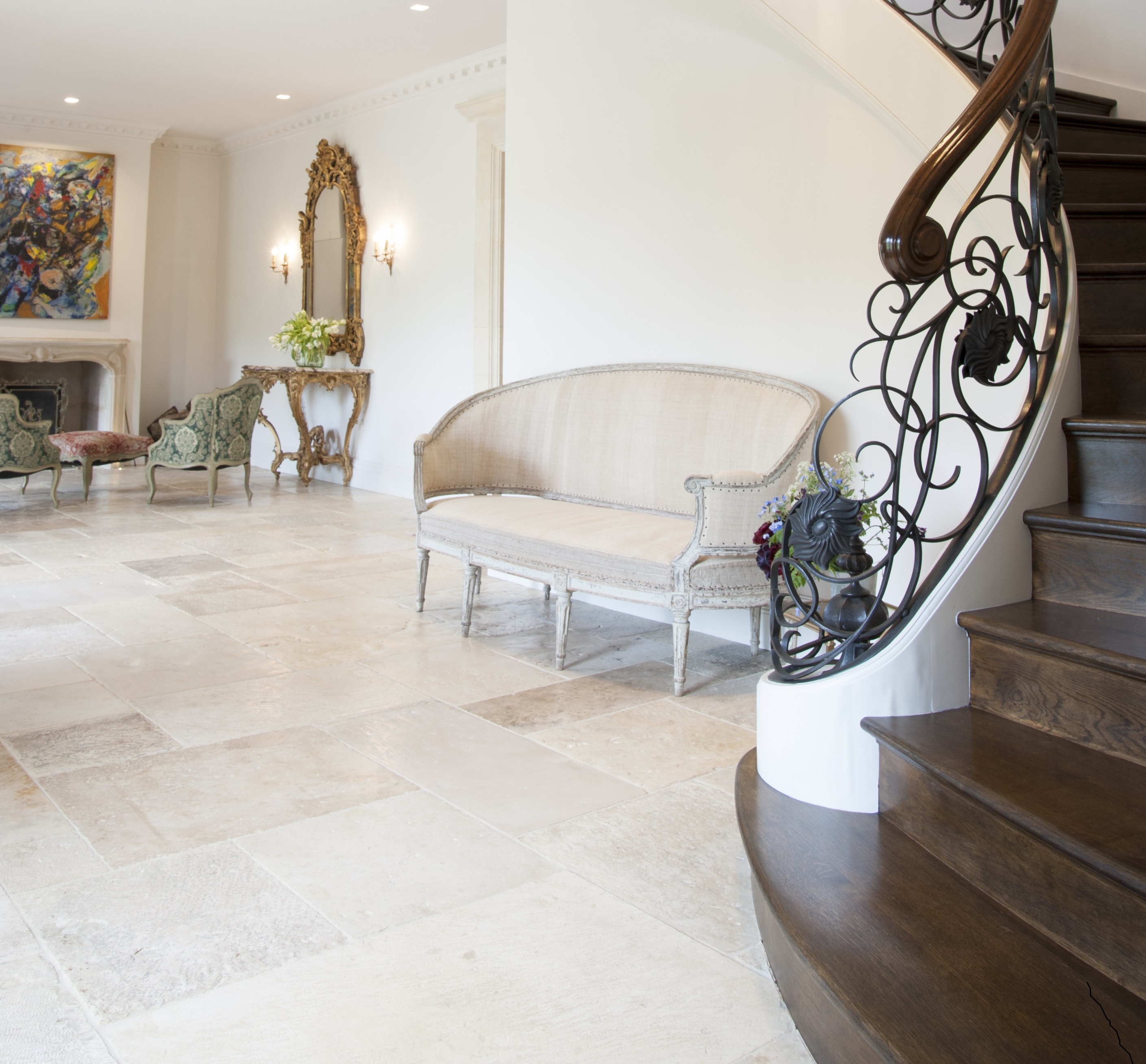 French limestone sample and stone setting