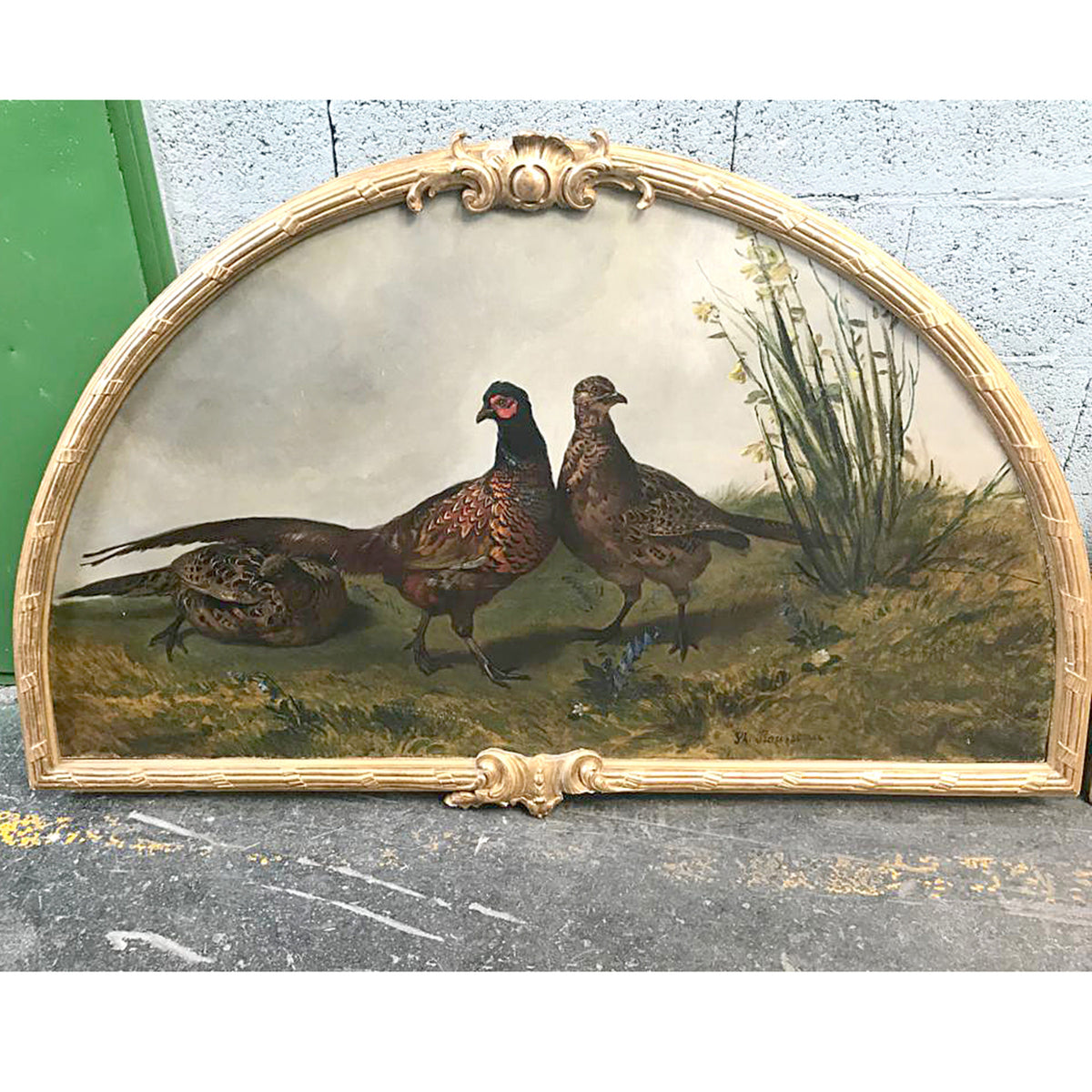 Overdoors with Paintings - Oil on Canvas - Pair