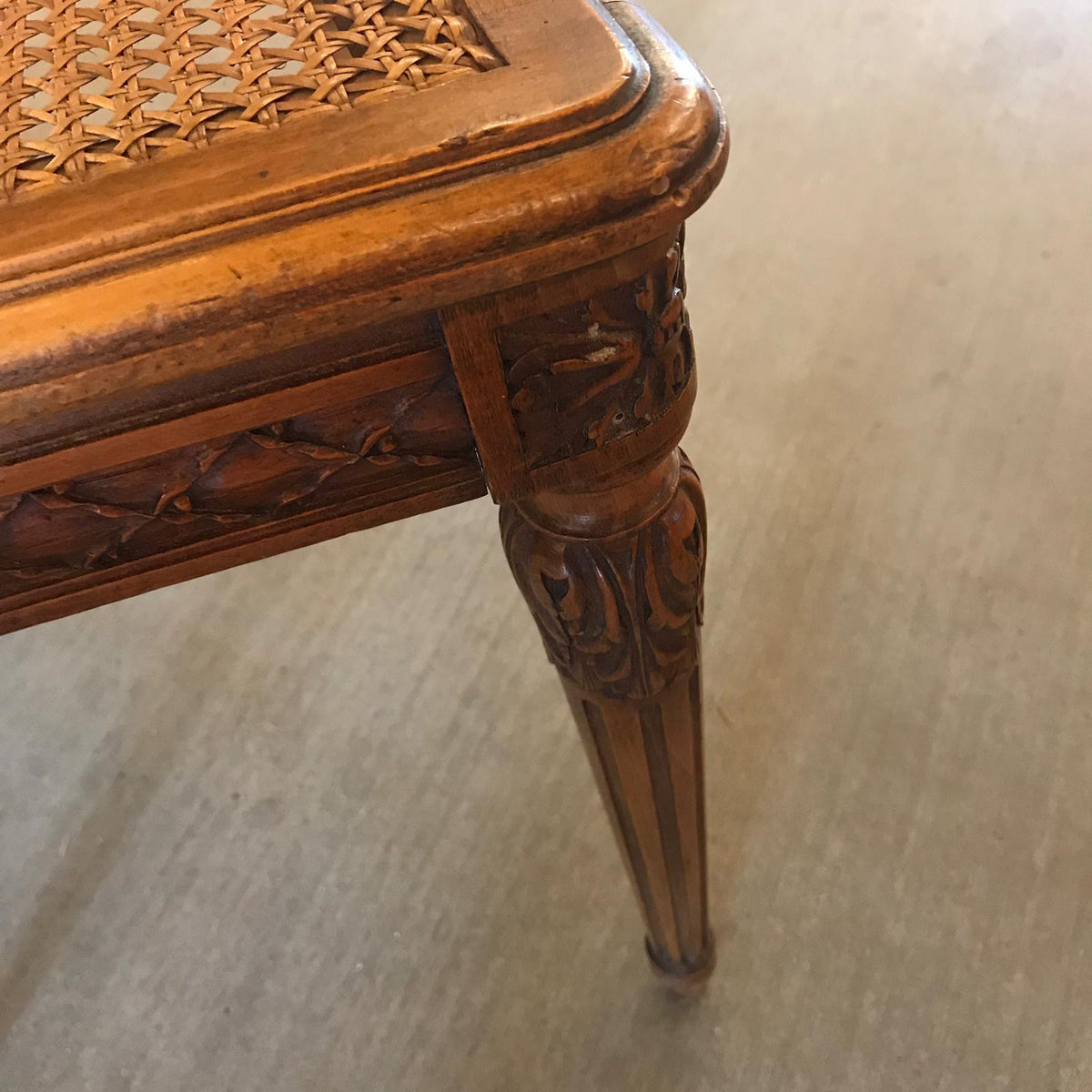 Antique French Cane Chairs with Matching Splat, Pair