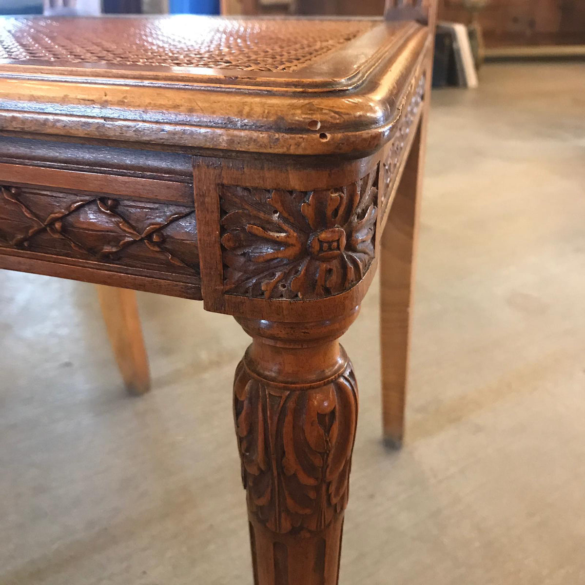 Antique French Cane Chairs with Matching Splat, Pair