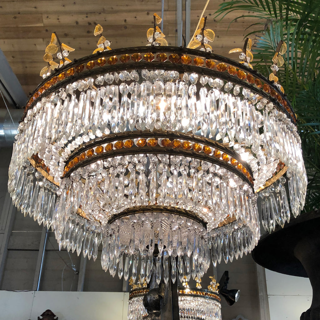 Crystal and Gilt Bronze Chandelier circa 1910