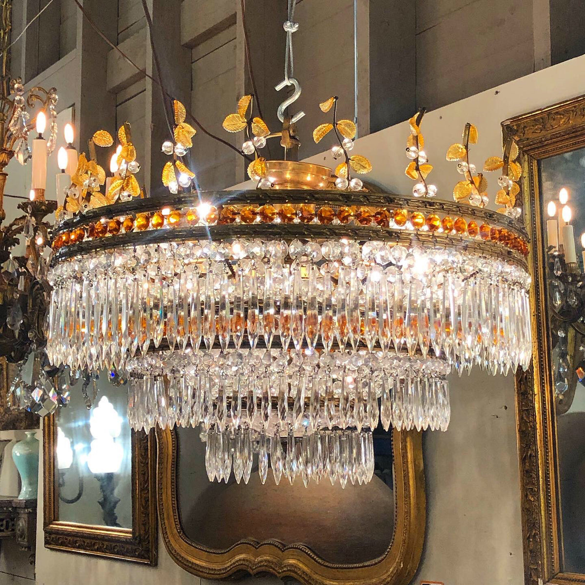 Crystal and Gilt Bronze Chandelier circa 1910