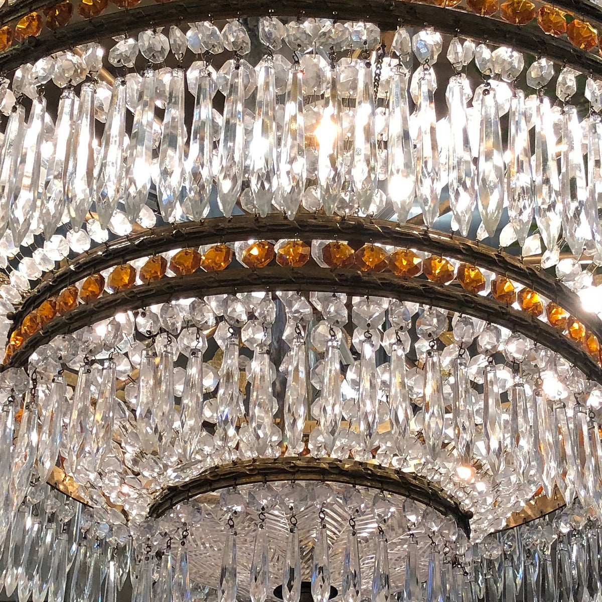 Crystal and Gilt Bronze Chandelier circa 1910