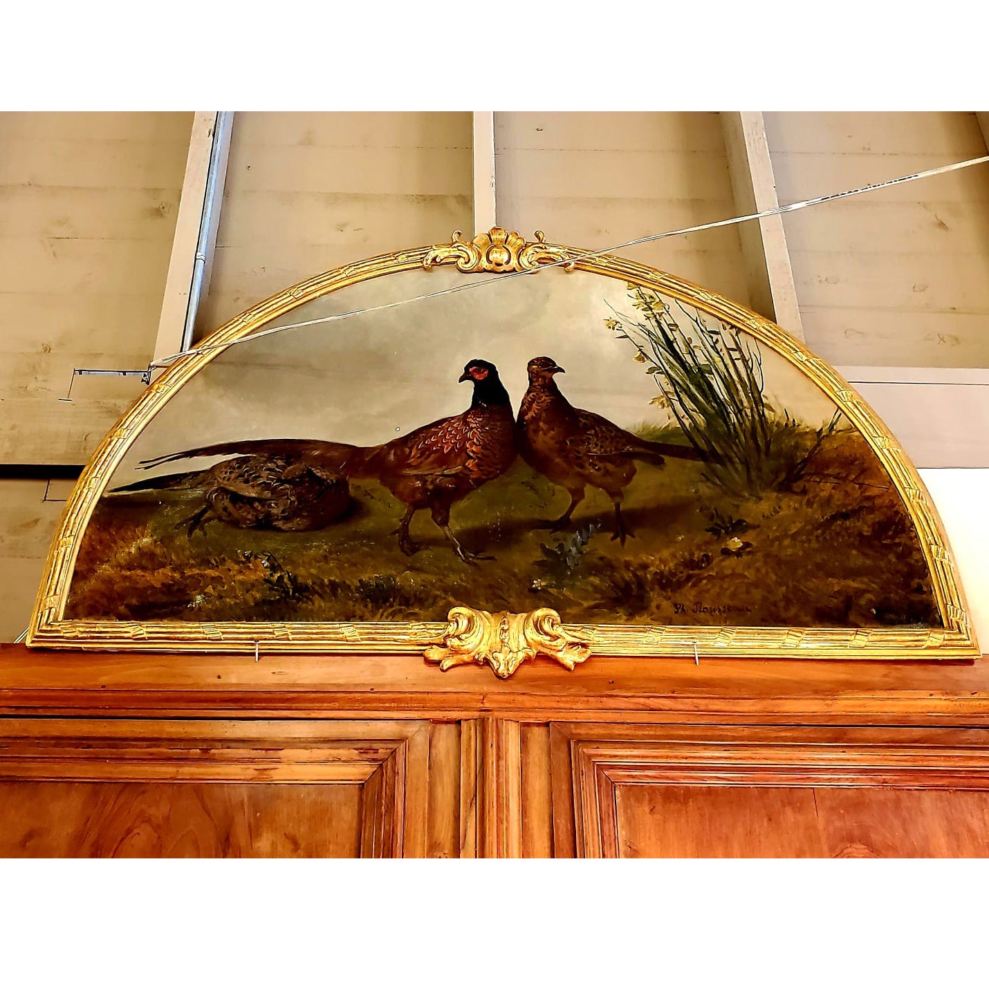 Overdoors with Paintings - Oil on Canvas - Pair