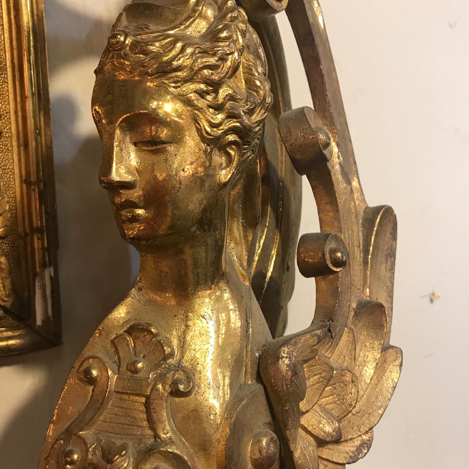 Pair of Sphinx Fireplace Chenets