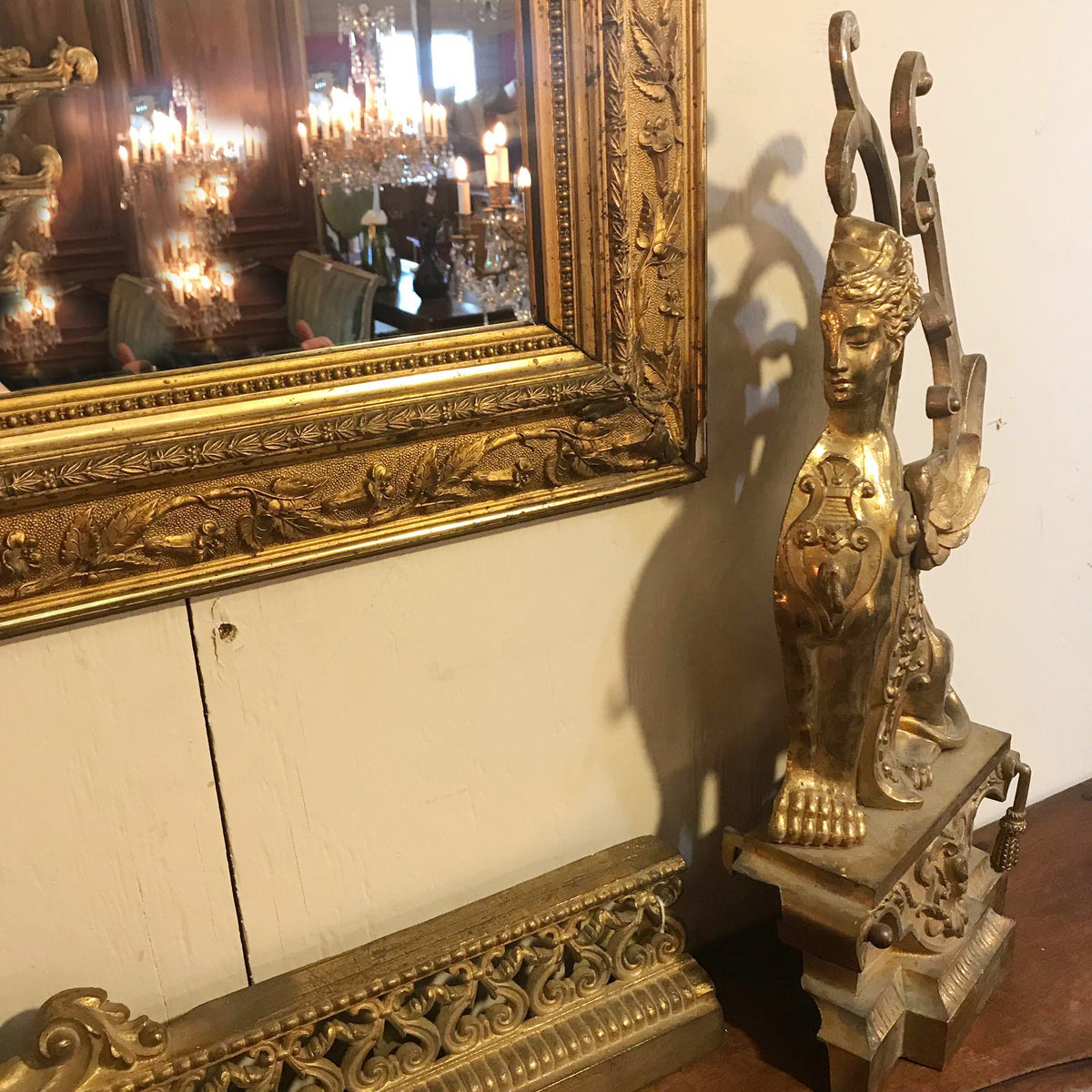 Pair of Sphinx Fireplace Chenets
